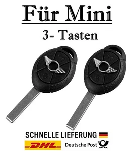 2x Ersatz Autoschlüssel Gehäuse für Mini - 3-Tasten PKW Fernbedienung - KS13ANO - Picture 1 of 3