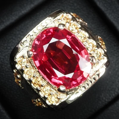 Anillos Luminosos Puesta de Sol Zafiro Rojo 8.10Ct Plata de Ley 925 Hechos a Mano Talla 9.25 Foto 1 de 4