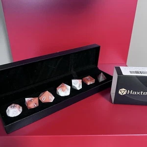 Haxtec DND Sharp Edge Resin Dice Set With Case Caramel Milk - Picture 1 of 4