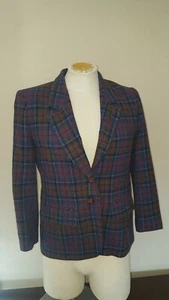 Pendleton Petite Vintage Wool Purple Brown Blue Plaid Womens Small Blazer Jacket - Picture 1 of 6