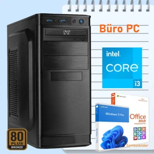 Büro Computer PC Intel i3 13100 8GB DDR4 500 GB SSD 4TB HDD Win 11 Office 2019 - Bild 1 von 7