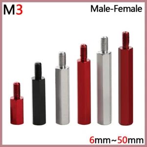 M3 Hex Aluminum Column Thread Sleeve Studs Standoff Pillar Connector Male-Female - Picture 1 of 9