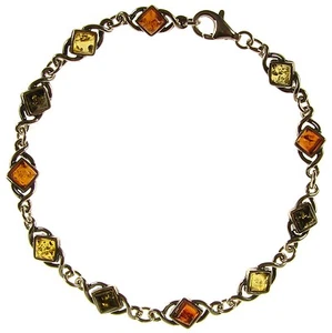 Bracciale donna in ambra naturale baltica e argento 925 - 20cm - Foto 1 di 1