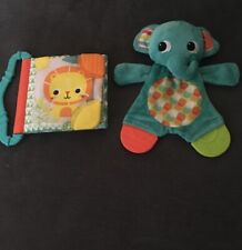 Bright Starts Set of Two Elephant Snuggle and Teethe Toy & Lion Book