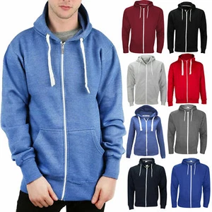 Mens Zip Up Hoodies American Plain Zipper Fleece Sweatshirts Jumper Top UK S-XL - Picture 1 of 9