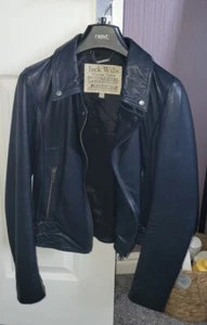 Jack Wills Blue Leathet Jacket Size 8 - Picture 1 of 5