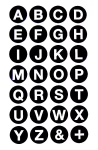 18mm Weiß Buchstaben auf Schwarzem Etiketten, Selbstklebende Sticker - RCL7951 - Bild 1 von 2