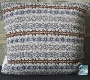 ralph lauren Sweater knit Pillow 20" SQ Down fill lodge alpine 2017 NOS cotton - Picture 1 of 7