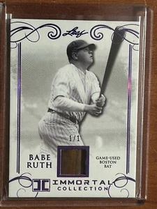 2017 Leaf Immortal Babe Ruth Game Used Boston Red Sox Bat Barrel Relic 1/1 HOF - Picture 1 of 8