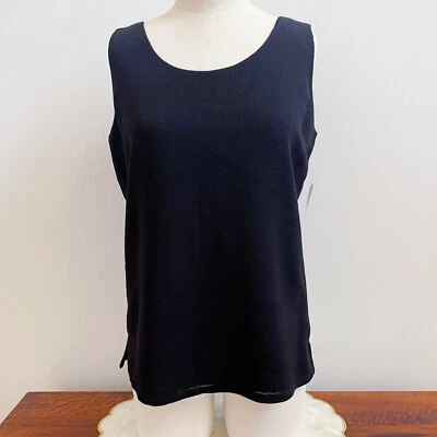 Tanque de lã leve Dana Bushman preto gola redonda sem mangas novo com etiquetas 6/8 verão clássico  - Imagem 1 de 4