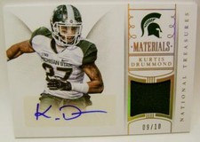 KURTIS DRUMMOND /10 AUTO MATERIALS PANINI NATIONAL TREASURES FOOTBALL 2015 RARE