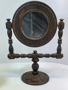 Antique Primitive Folk Art Standing Wood Shaving Mirror - Picture 1 of 9