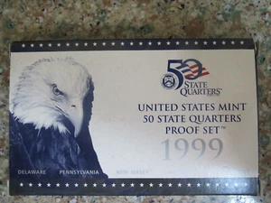 1999 US Mint state quarters proof set w "S" mint mark & COA with orig. packaging - Picture 1 of 3