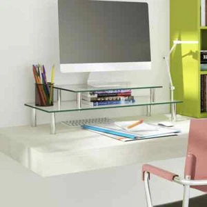 Monitorstandaard 2-laags transparant glas vidaXL - Afbeelding 1 van 6