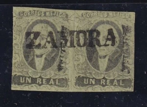 Mexico Pair Of 1 Real Green Morelia Zamora SL Cancel Scott 7 VF  Hidalgo - Picture 1 of 2