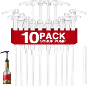 10 Pcs White Coffee Syrup Pump Dispenser, Compatible with 25.4 Oz/750Ml Bottl... - Picture 1 of 12