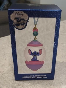 DISNEY STORE 30th ANNIVERSARY SNOW GLOBE ORNAMENT LILO & STITCH SCRUMP HOLIDAY - Picture 1 of 6