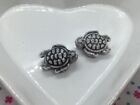 Pack Of 2 Grey Porcelain Ceramic Tortoise, Turtle Beads, Approx 17mm