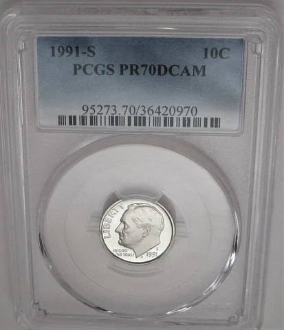 1991-S Roosevelt Dime PCGS PR70 DCAM - Perfect GEM Proof Deep Cameo Cover
