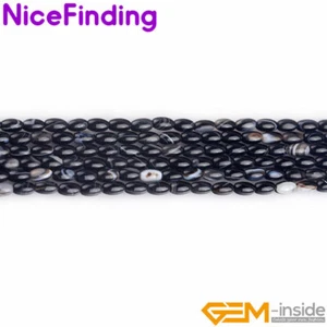 4x6mm Natural Agate Onyx Oval Rice Loose Gemstones Beads Jewelry Making 15'' - Picture 1 of 25