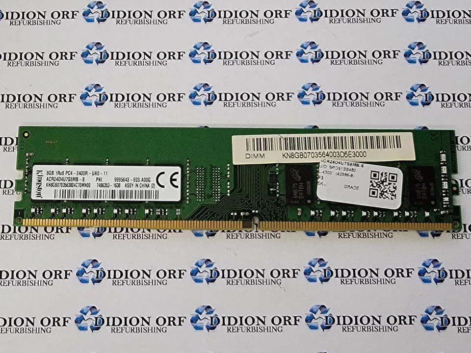 KINGSTON 8 GB DDR4 DESKTOP RAM PC4-2400R 1Rx8 ACR24D4U7S8MB-8, SKU 16802 - Image 1 of 1