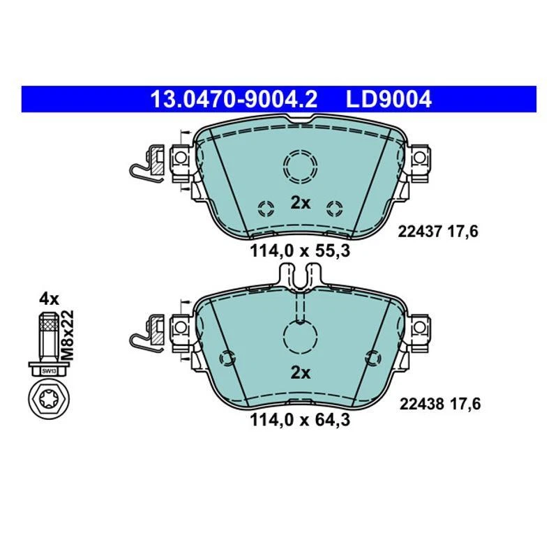 ATE 13.0470-9004.2 Plaquettes de Frein Arrière pour Mercedes-Benz W213 - Photo 1/1