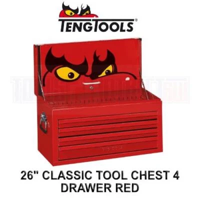 Teng Tools 26" Classic Tool Chest 4 Drawer Red TC804EV - Image 1 of 2