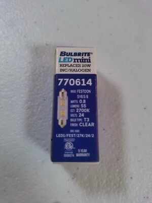 Bulbrite LED Mini 770614  LED1/FEST/27K/24/2  20W Halogen T3 Clear festoon  - Image 1 of 4