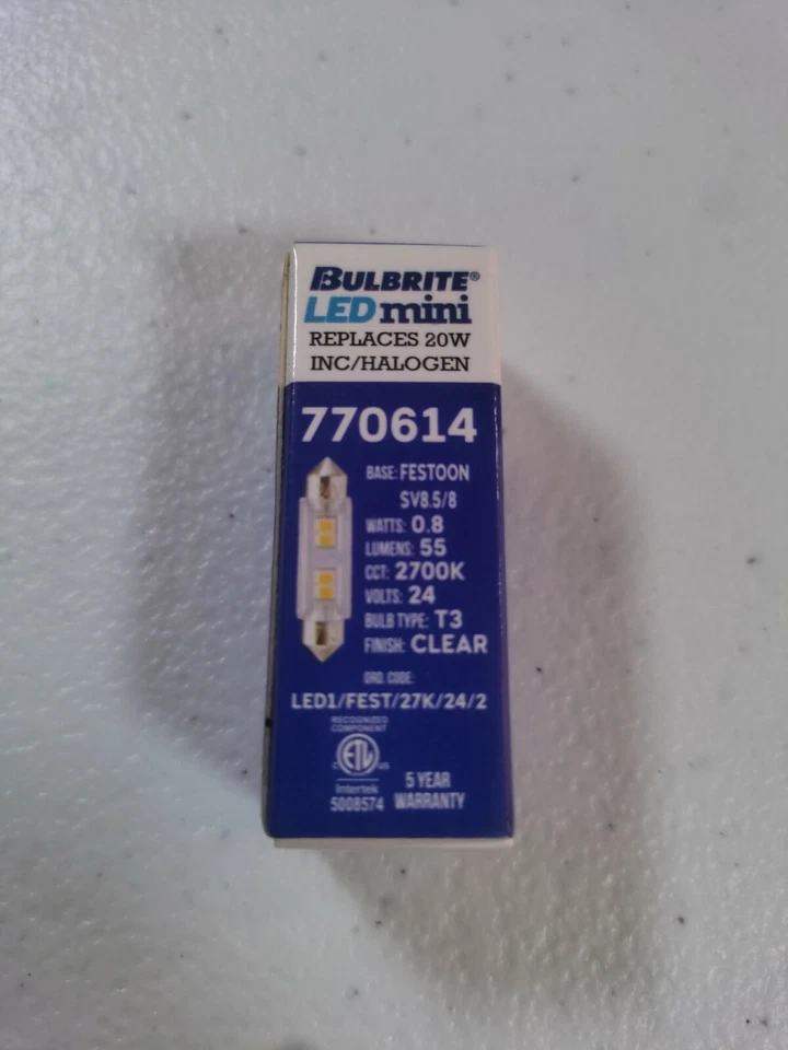 Bulbrite LED Mini 770614  LED1/FEST/27K/24/2  20W Halogen T3 Clear festoon  - Image 1 of 4