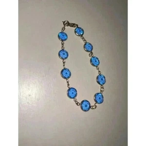 Vintage Gold Tone Light Blue Crystal Bracelet - Picture 1 of 4