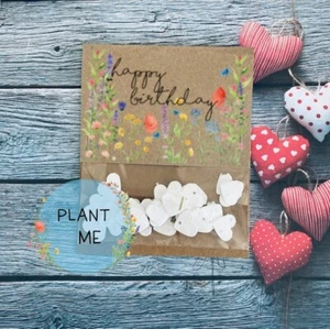 Tarjeta de Feliz Cumpleaños - Tarjeta de Flor Silvestre Semilla Plantable Tarjeta Kraft - Imagen 1 de 3