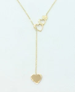 New Beautiful 10k Gold Triple Heart Everlasting Gold 16" Necklace chain 2.2g - Picture 1 of 6