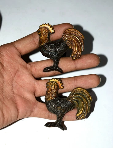 Set of 02 Pieces Brass Chicken Knob Hen Shape Drawer Pull Door Accessories EK674 Cover
