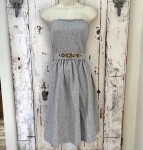 Banana Republic 12 Damen grau Wolle trägerlos Perlen Gürtel Cocktail Party Kleid - Bild 1 von 10