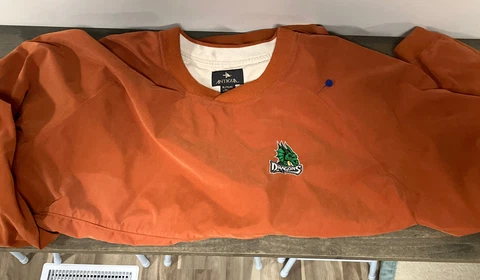 Dayton Dragons Minor League Baseball Pullover Jacket Men’s XL Small Tear Orange Cover