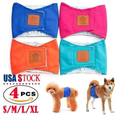 4 водонепроницаемых подгузника для собак домашних животных мужчин щенков эластичная лента моющаяся наружная - Изображение 1 из 4