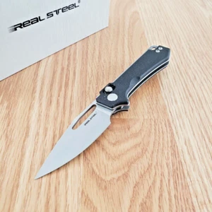 Real Steel Vis Folding Knife 2.75" 12C27 Sandvik Steel Blade Black G10 Handle - Picture 1 of 12