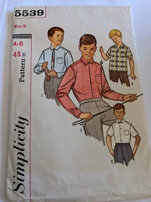 50s Vintage Butterick Pattern 5539 Boys Button Up 2 Sleeves Cuff Size 10 - Image 1 of 2