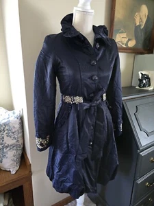 Navy Blue Asian sz. XXS New gorgeous jacket embroidered detail Womens /teens - Picture 1 of 15