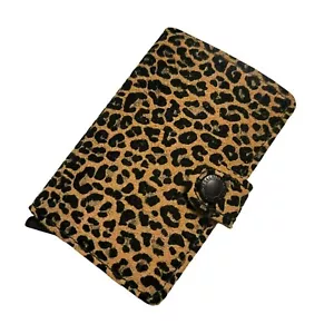 Secrid Mini Wallet Pop-up Card Case Leo Beige Leather Leopard RFID Blocking - Picture 1 of 10