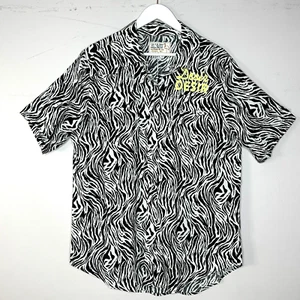 Sandrine Rose Desir Zebra Print S/S Pearl Snap Shirt Women Small NWT Oversized. - Picture 1 of 11