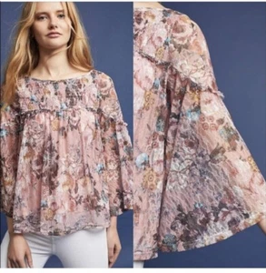 Anthropologie Akemi Kin Juno Floral Lace Boho Blouse Small - Picture 1 of 7