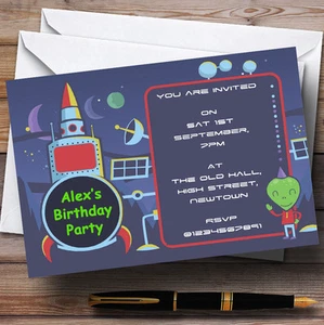 Space Alien Rocket Personalised Birthday Party Invitations - TH144 - Picture 1 of 1