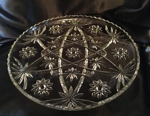 Vtg 60s Anchor Hocking Prescut Clear 13 1/2" Cupped Edge Torte Plate Server - Picture 1 of 7