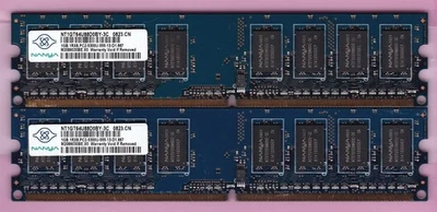 2GB 2x1GB PC2-5300 DDR2-667 NANYA BLUE NT1GT64U88D0BY-3C DESKTOP RAM MEMORY KIT - Image 1 of 4