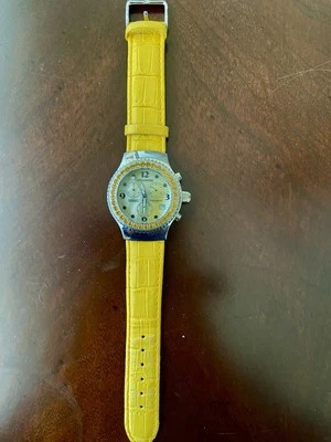 Reloj de pulsera AquaSwiss D-M-9629L-citrino-madre perla-correa de cuero-suizo 10 ATM Foto 1 de 4