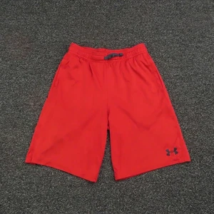 Under Armour Shorts Youth Large Red Athletic HeatGear Loose Fit Logo Pockets - Picture 1 of 11
