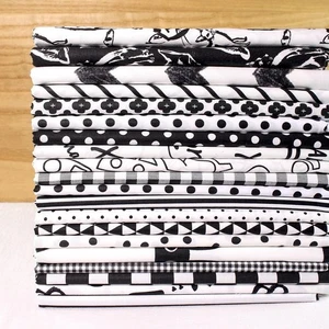 20 Black White Cotton Fabric Scraps Remnant 8" Precut Squares Quilting Sewing - Picture 1 of 6