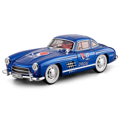 1:24 Benz 300SL Coca Cola Pepsi Cola Classico Vintage Auto In Lega Stampata - Immagine 1 di 4