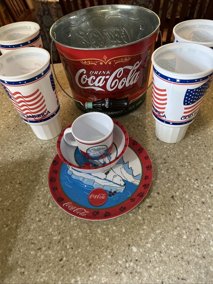 Coca Cola Ice Bucket And Child Plate Set - Image 1 of 1